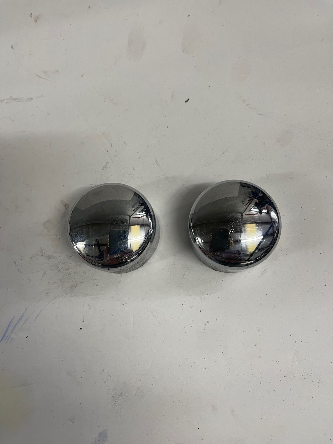 Front Axle Nut Covers-Pulled from a 2003 Harley-Davidson FLHRCI Road King Classic Anniversary