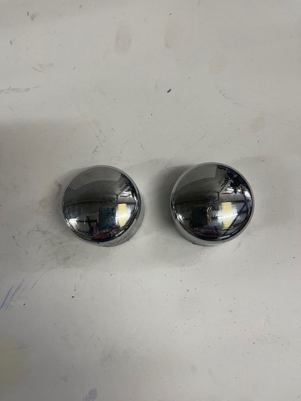 Front Axle Nut Covers-Pulled from a 2003 Harley-Davidson FLHRCI Road King Classic Anniversary