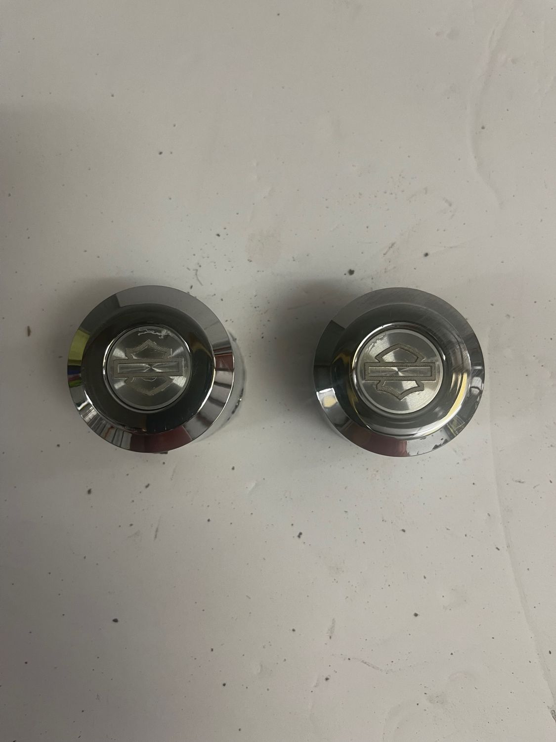 Axle Nut Covers -Pulled from a 2005 Harley-Davidson FXDWG Dyna Wide Glide