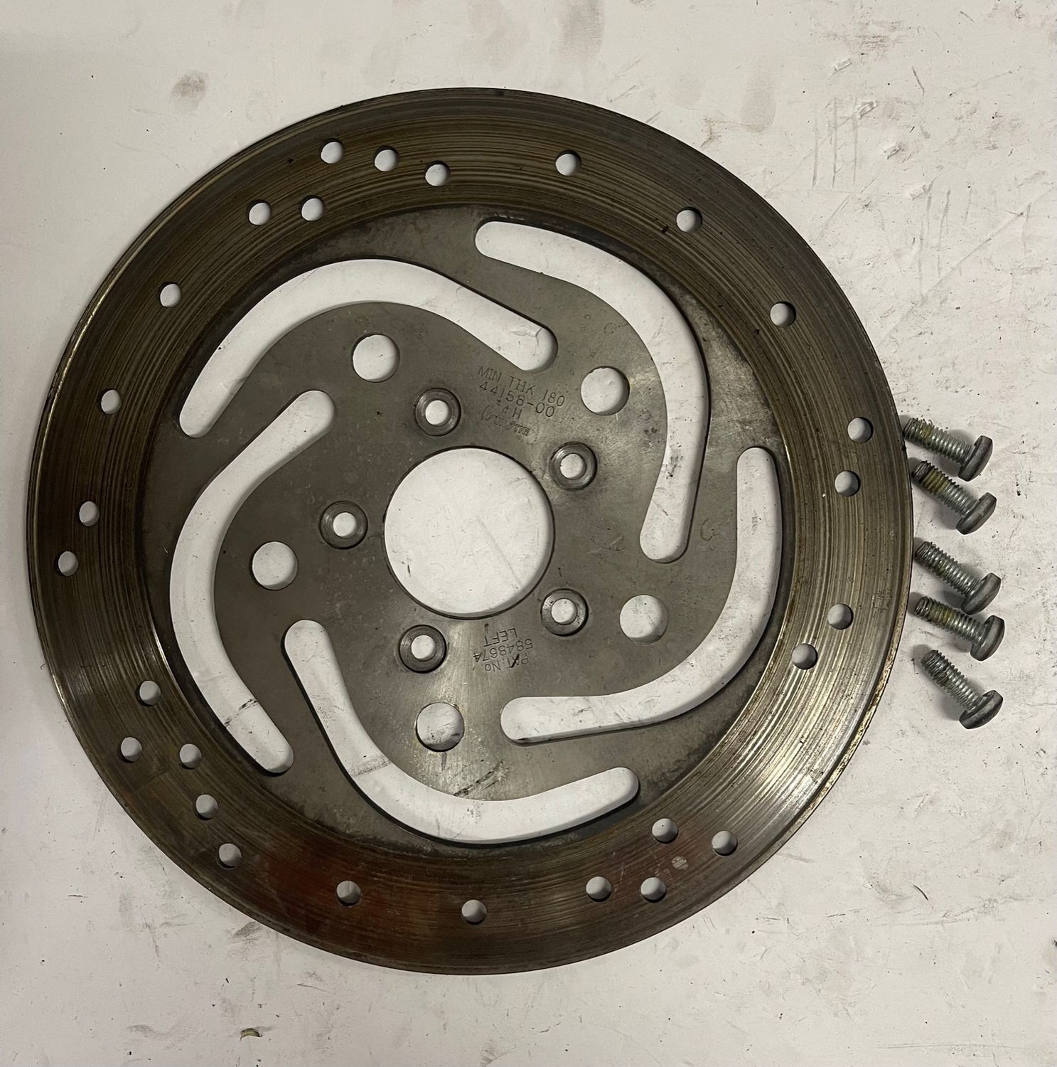 Front Left Brake Rotor 44156-00-Pulled from a 2005 Harley-Davidson FXSTI Softail Standard
