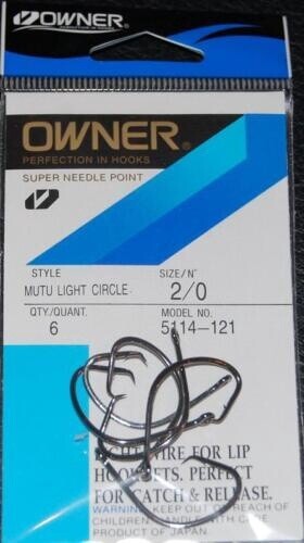Black Chrome Mutu Light Wire Circle Hooks 5114-121 Size 2/0