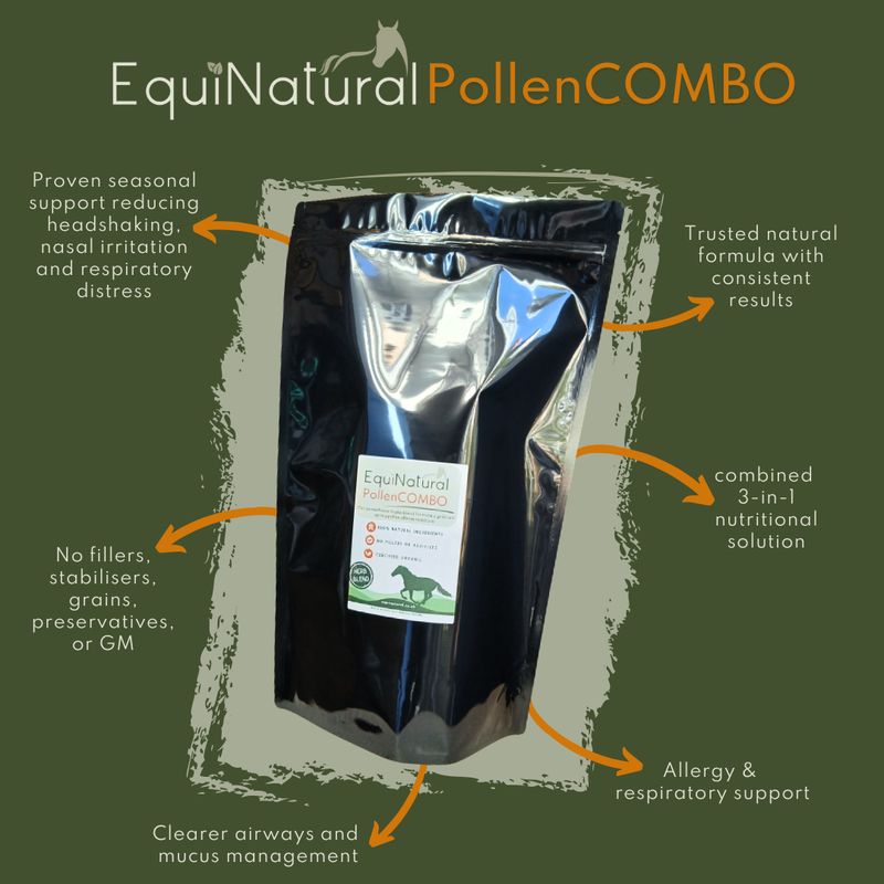 POLLENCOMBO?MARCH SPRING SALE - 20%-OFF *Organic herbal blend for horses - a comprehensive 3-in-1 nutritional support to support more persistent spring pollen allergy reactions POLLENCOMBO?MARCH SPRING SALE - 20%-OFF *Organic herbal blend for horses - a comprehensive 3-in-1 nutritional support to support more persistent spring pollen allergy reactions