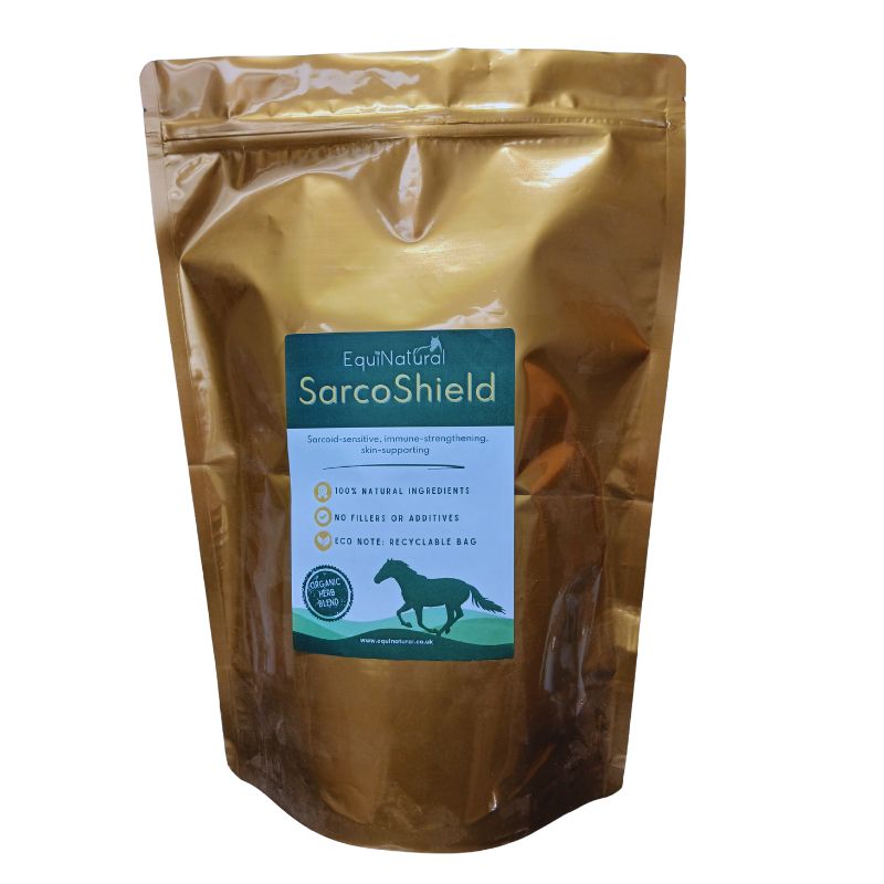 SARCOSHIELD *Organic herbal blend for horses - long-term support for sarcoid-prone horses and skin health SARCOSHIELD *Organic herbal blend for horses - long-term support for sarcoid-prone horses and skin health