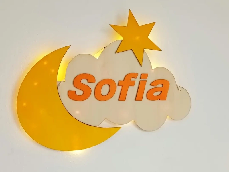 Mond Namensschild mit LED Beleuchtung