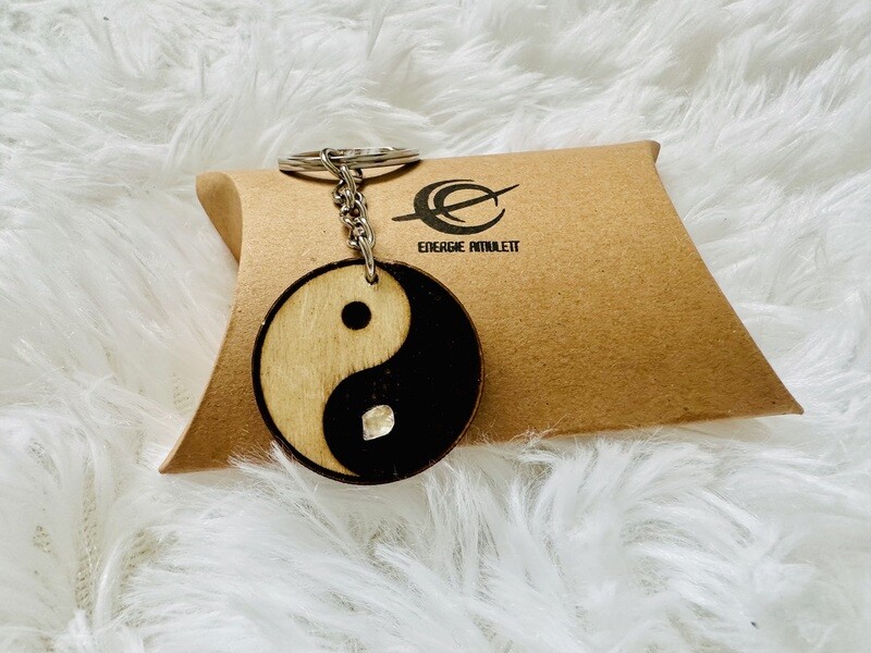 Yin Yang mit Bergkristall Schlüsselanhänger