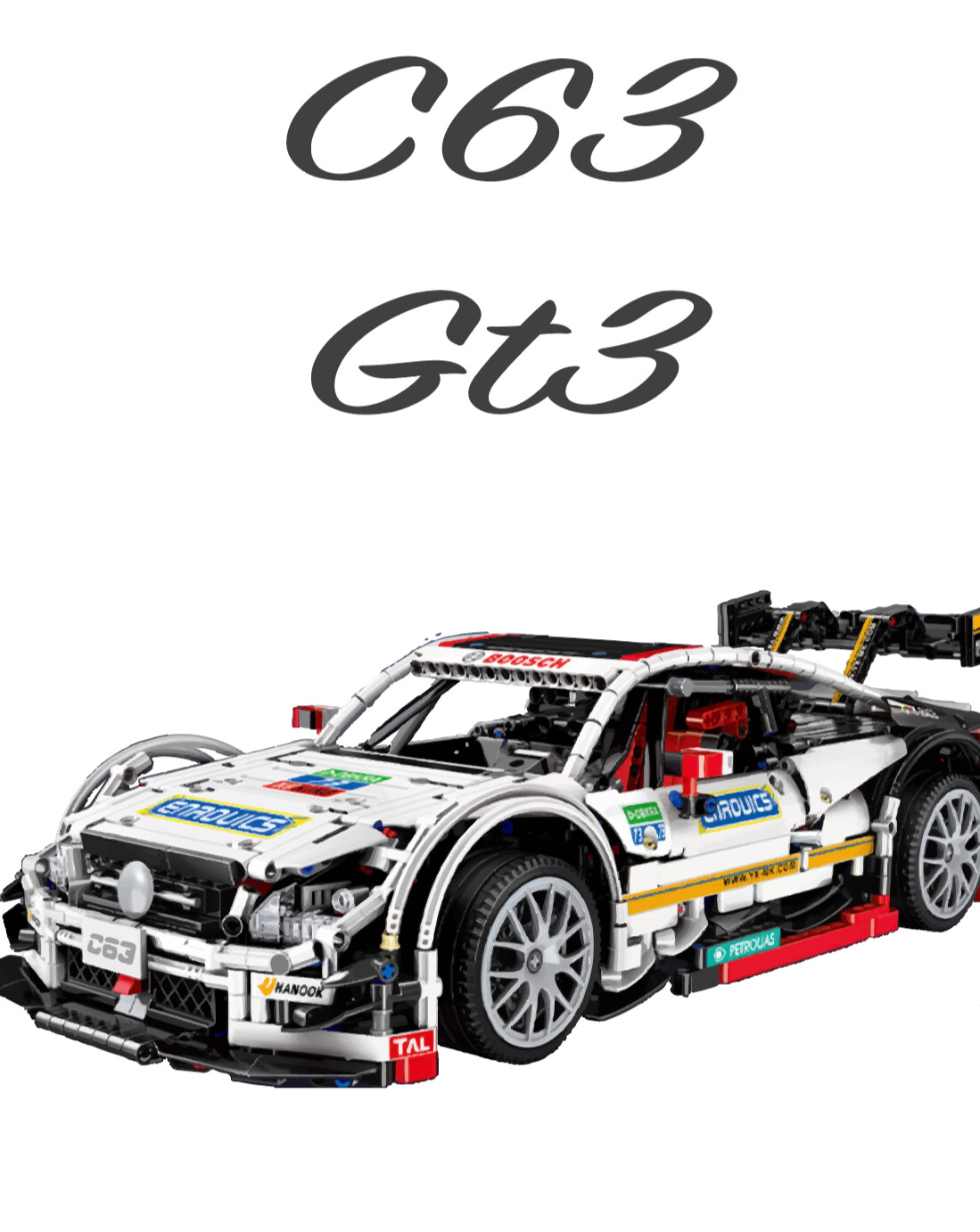 White Mercedes-Benz AMG C63 DTM, Mould King Model # 13075