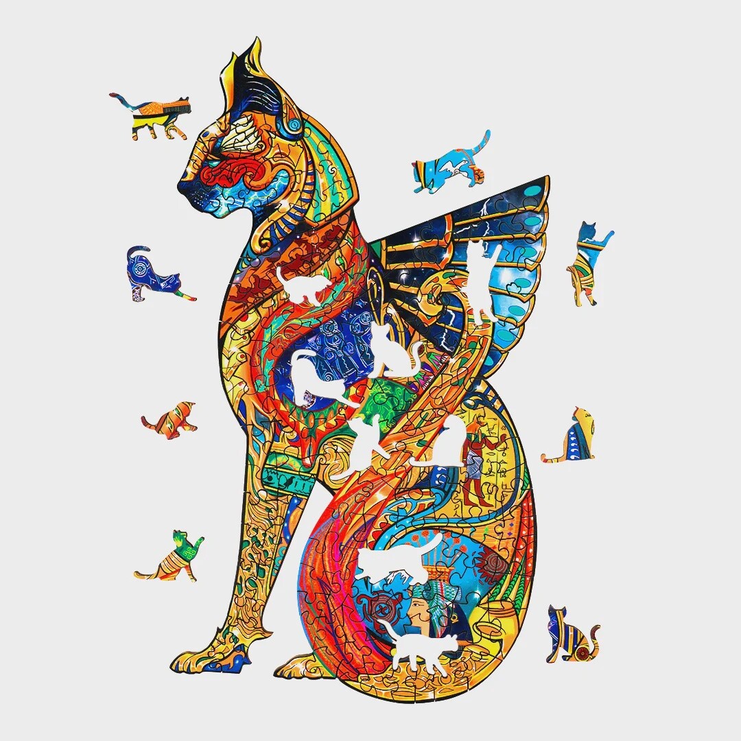 Cat Statue (Wood Bests Puzzle), Size: Extra Large