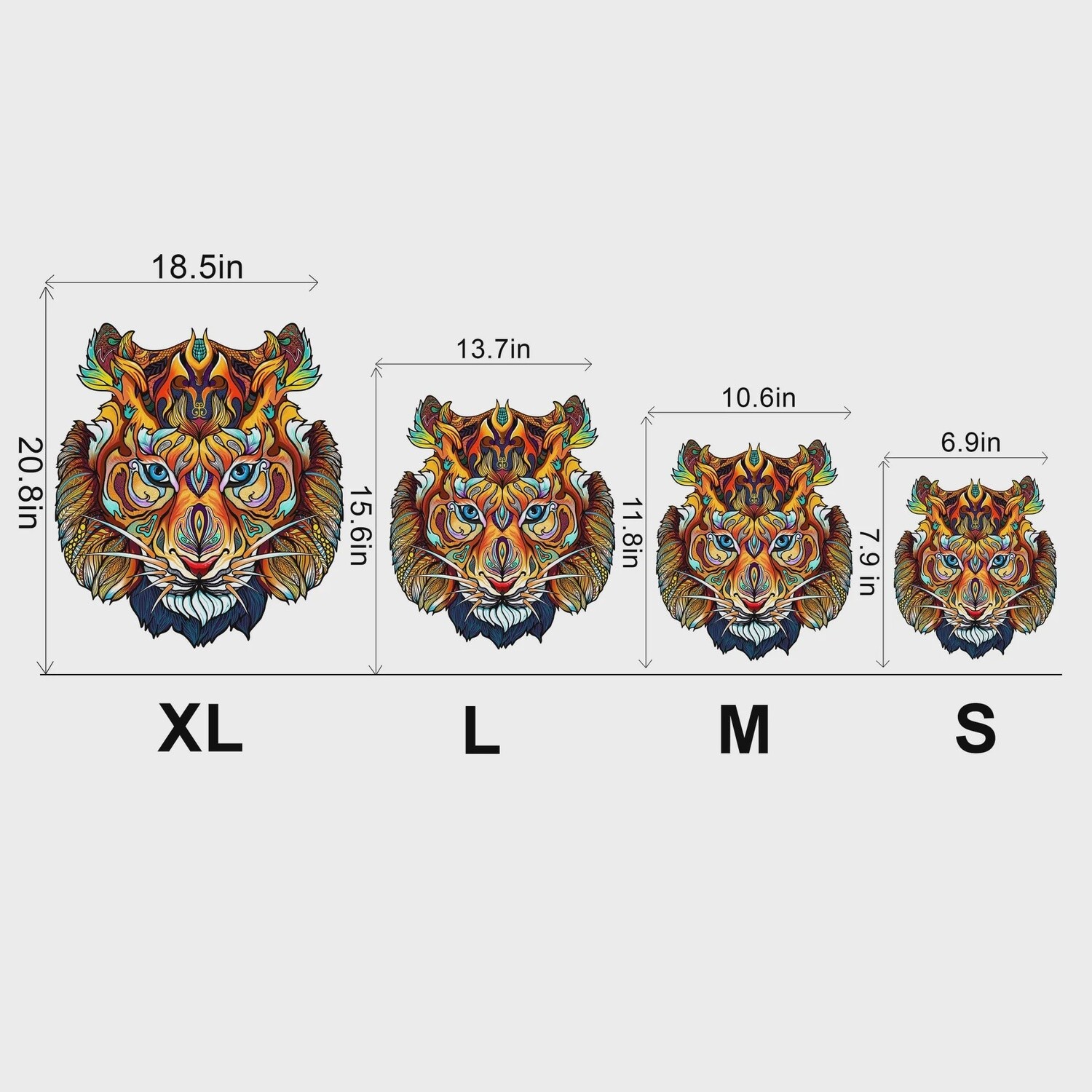 Invincible Tiger   (Wood Bests Puzzle), Size: Extra Large
