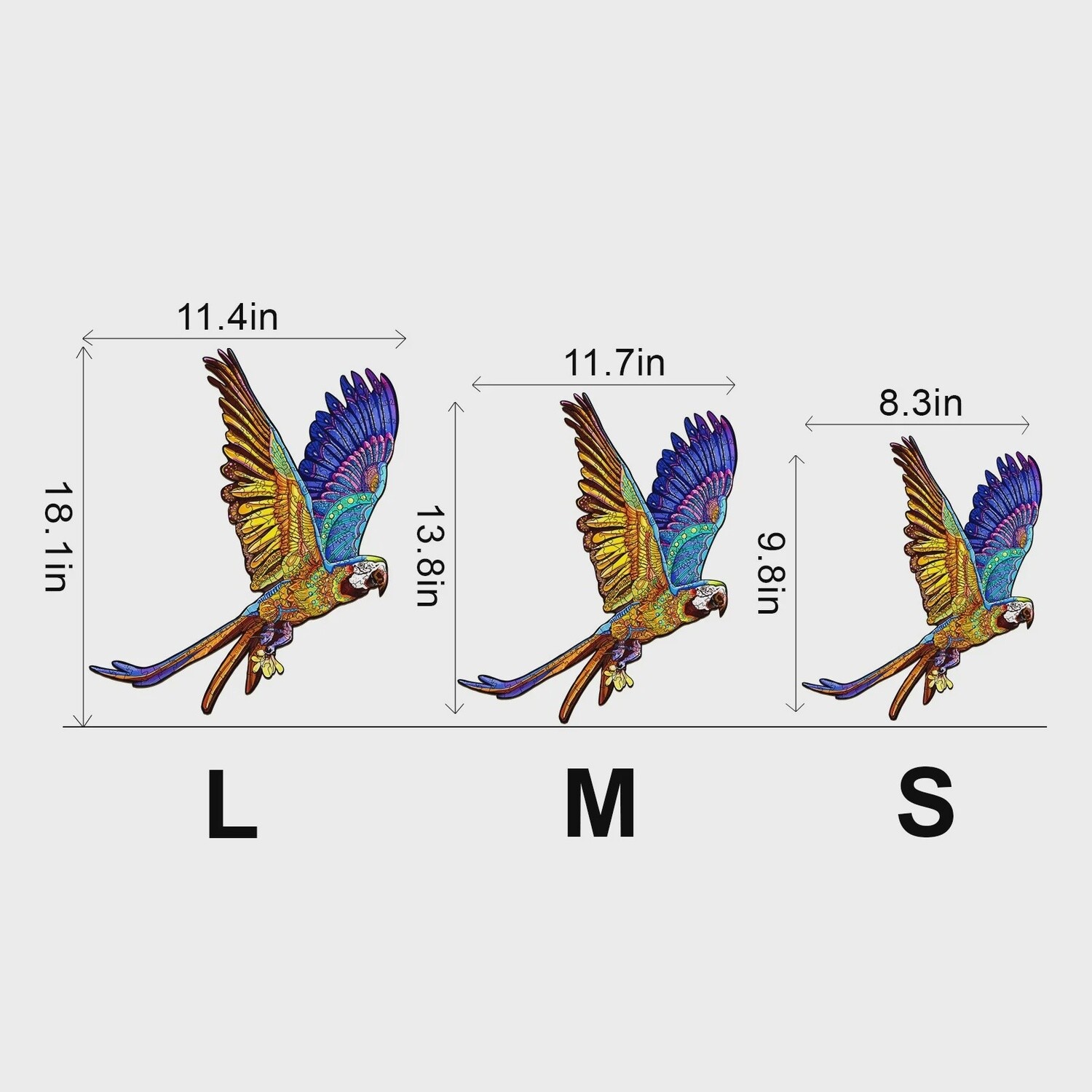 Colorful Parrot (Wood Bests Puzzle), Size: Large