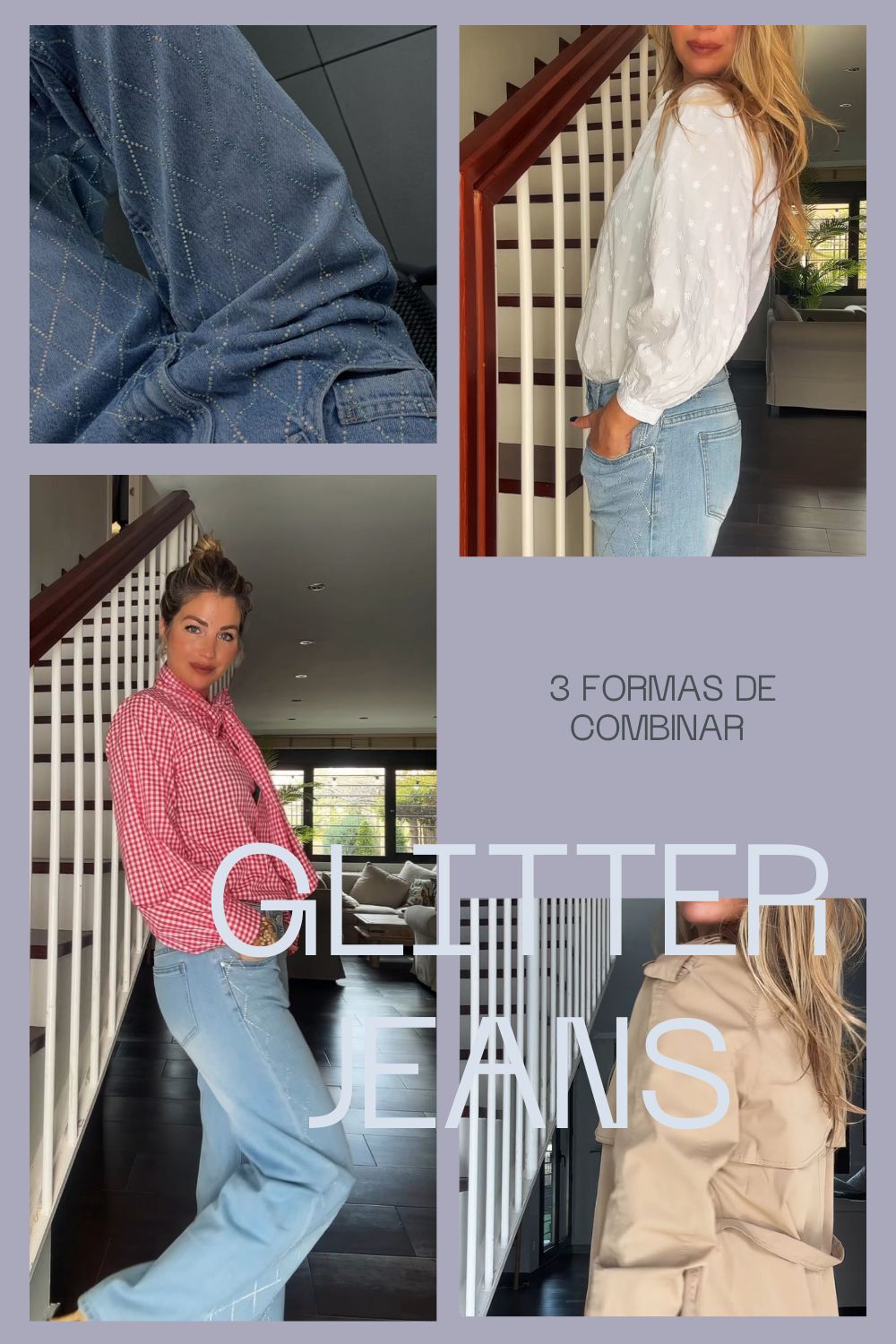 Jeans glitter tiro bajo