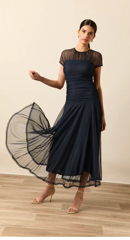 Vestido tul drapeado