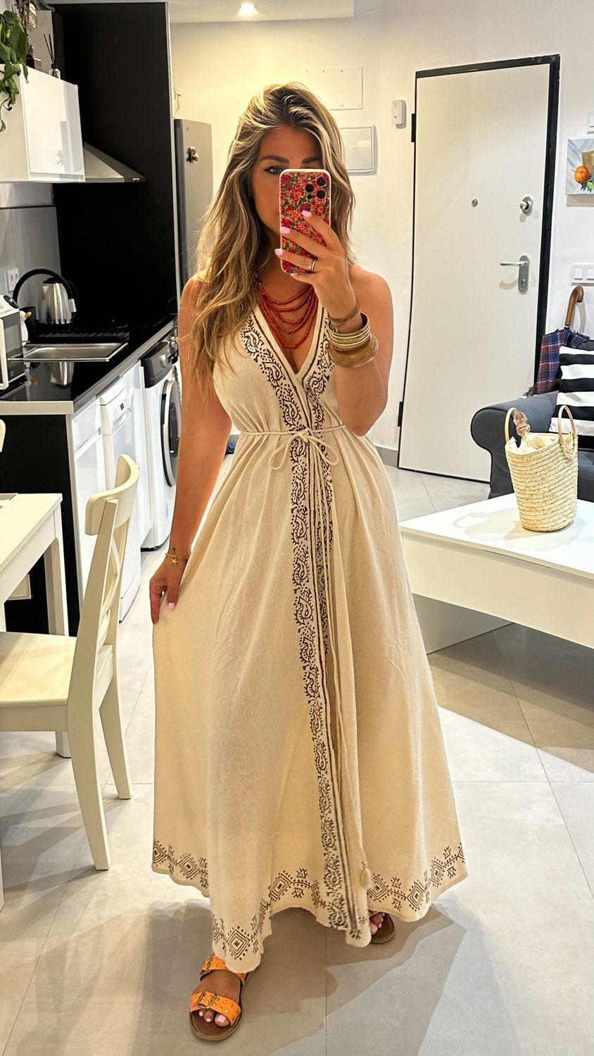 Vestido Mandala beige