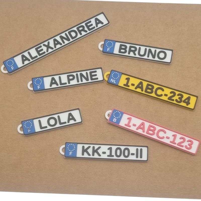 Porte-clé plaque d’immatriculation sur mesure – Modèles France, Belgique, Pays-Bas – Impression 3D