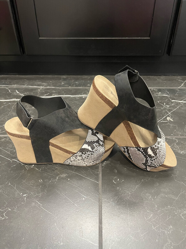Snake Slingback Wedge Sandals