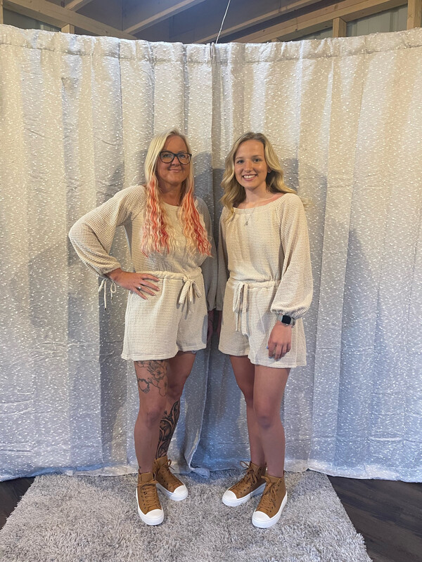 Waffle Knit Off Shoulder Romper