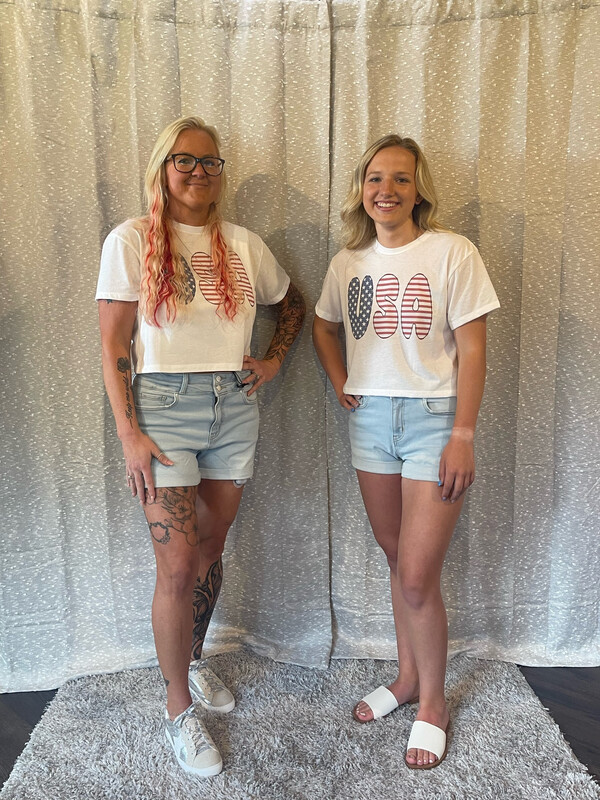 USA Bubble Flag Crop Top