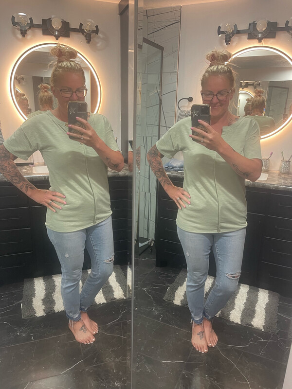 Sage Button Detail Top