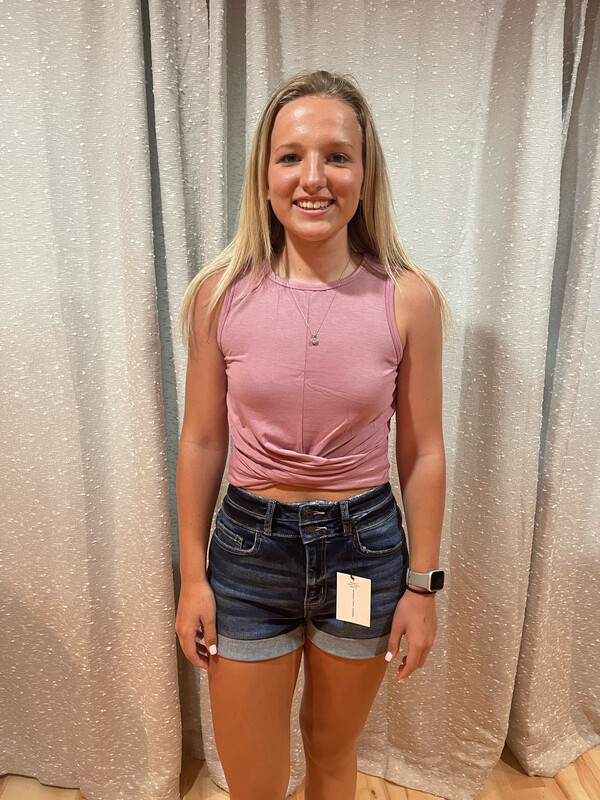 Zeanna Light Rose Crop Top