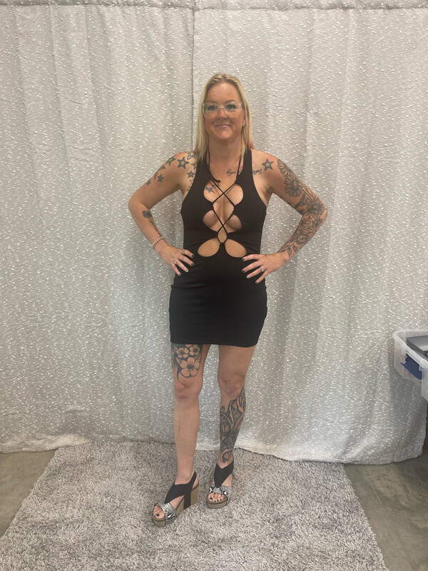 Black Halter Neck Cut Out Dress