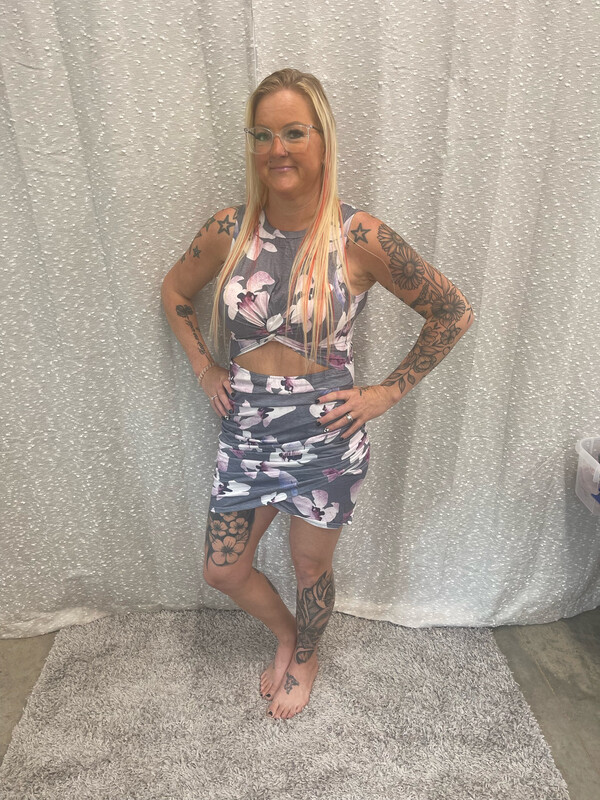 Floral Print Hollow Out Wrap Dress