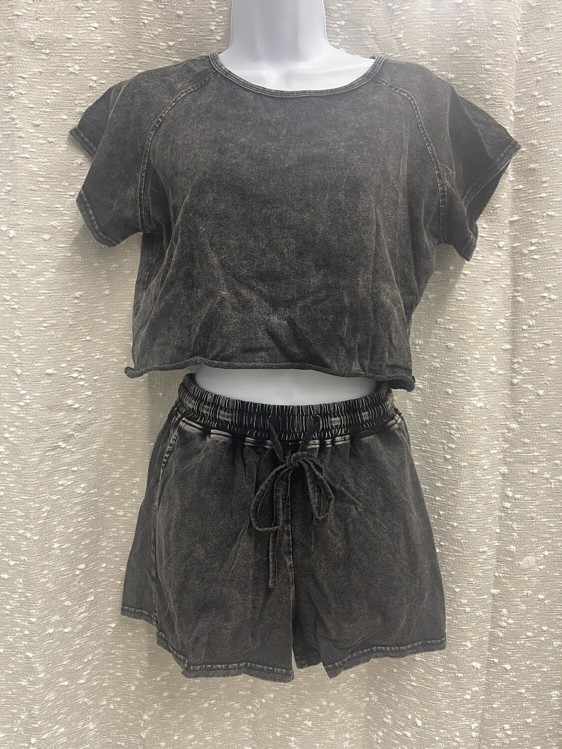 Black Acid Wash Lounge Set