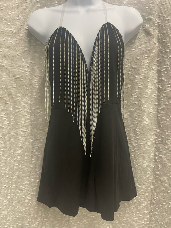 Rhinestone Fringe Romper