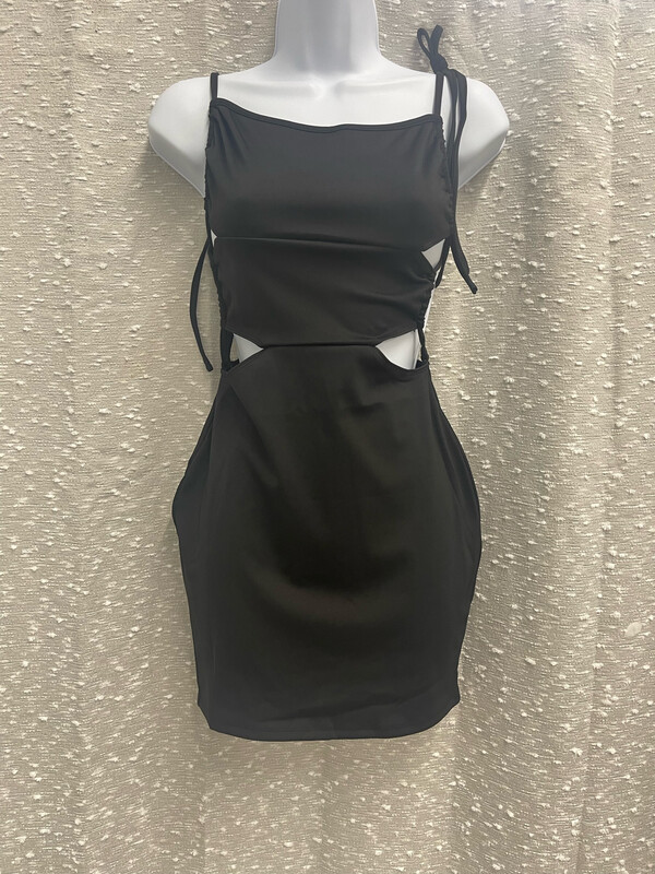 Black Side Tie Mini Dress