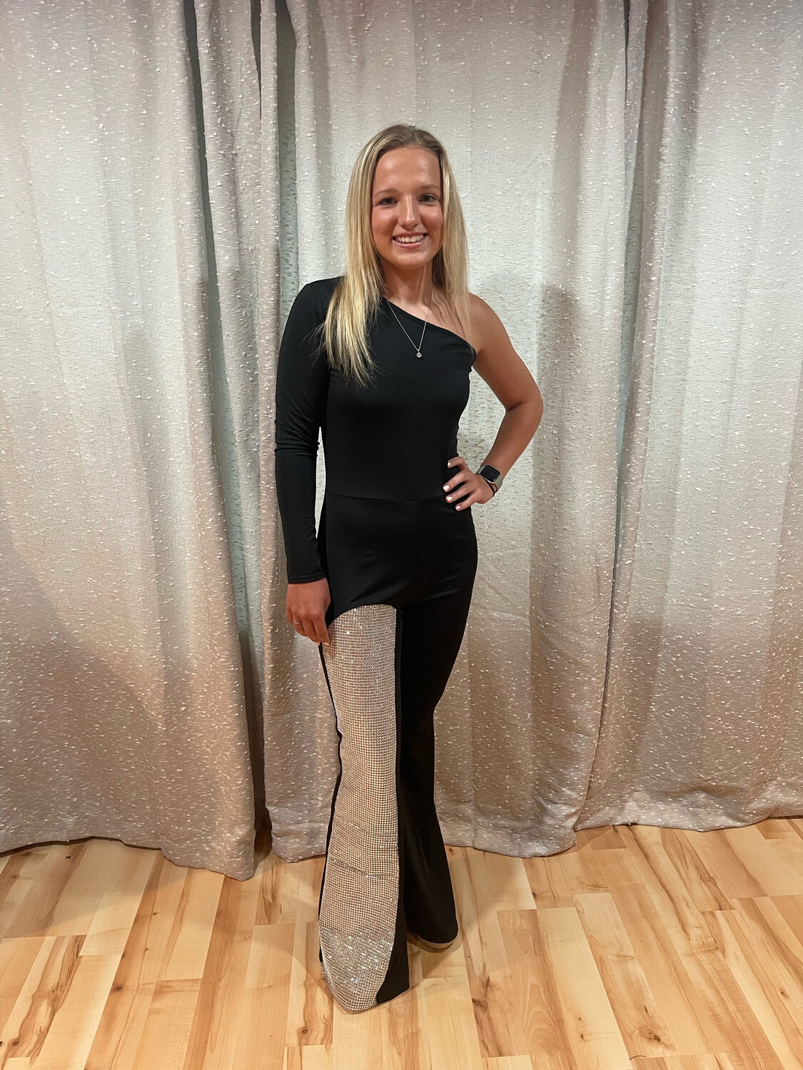 Rhinestone One Shoulder Jumpsuit