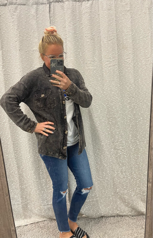 Ash Black Acid Washed Shacket
