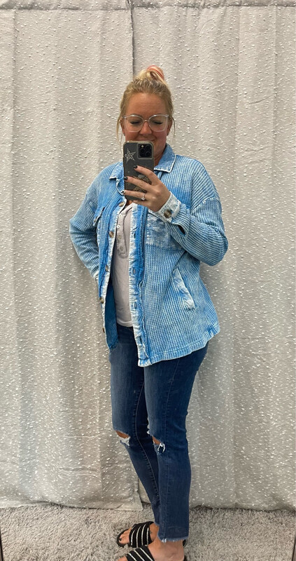 Deep Sky Acid Washed Shacket