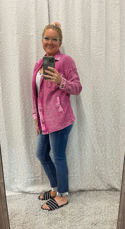 Magenta Acid Washed Shacket