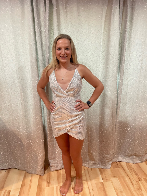 Sequin Plunge Dress