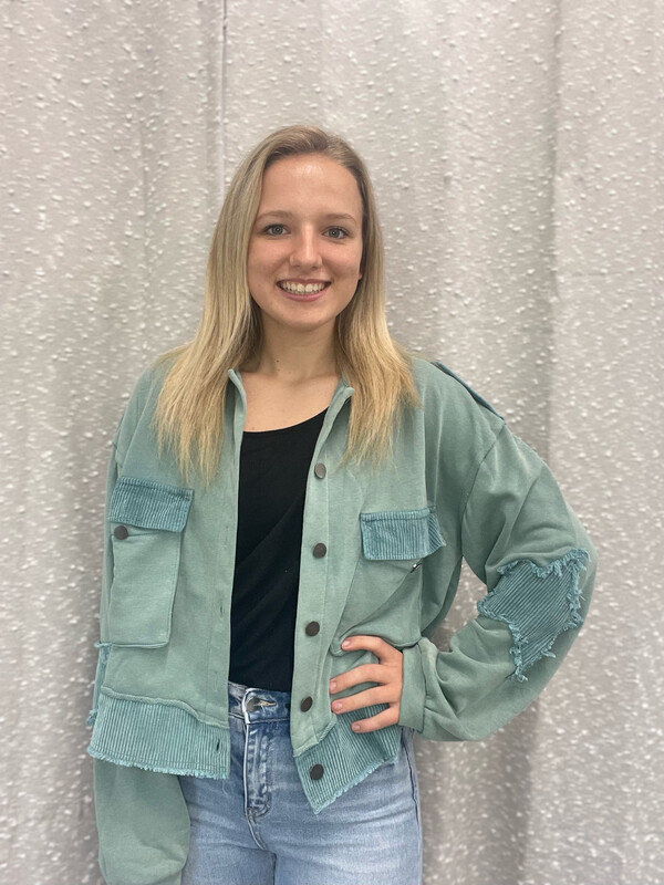 Dusty Teal French Terry Jacket