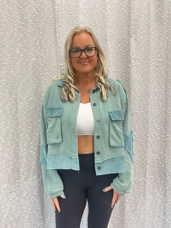 Dusty Teal French Terry Jacket