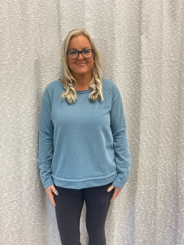 Dusty Teal Cut Edge Top