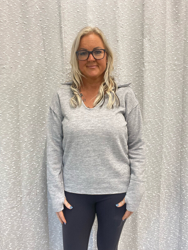 Heather Grey Scuba Cut Edge Top