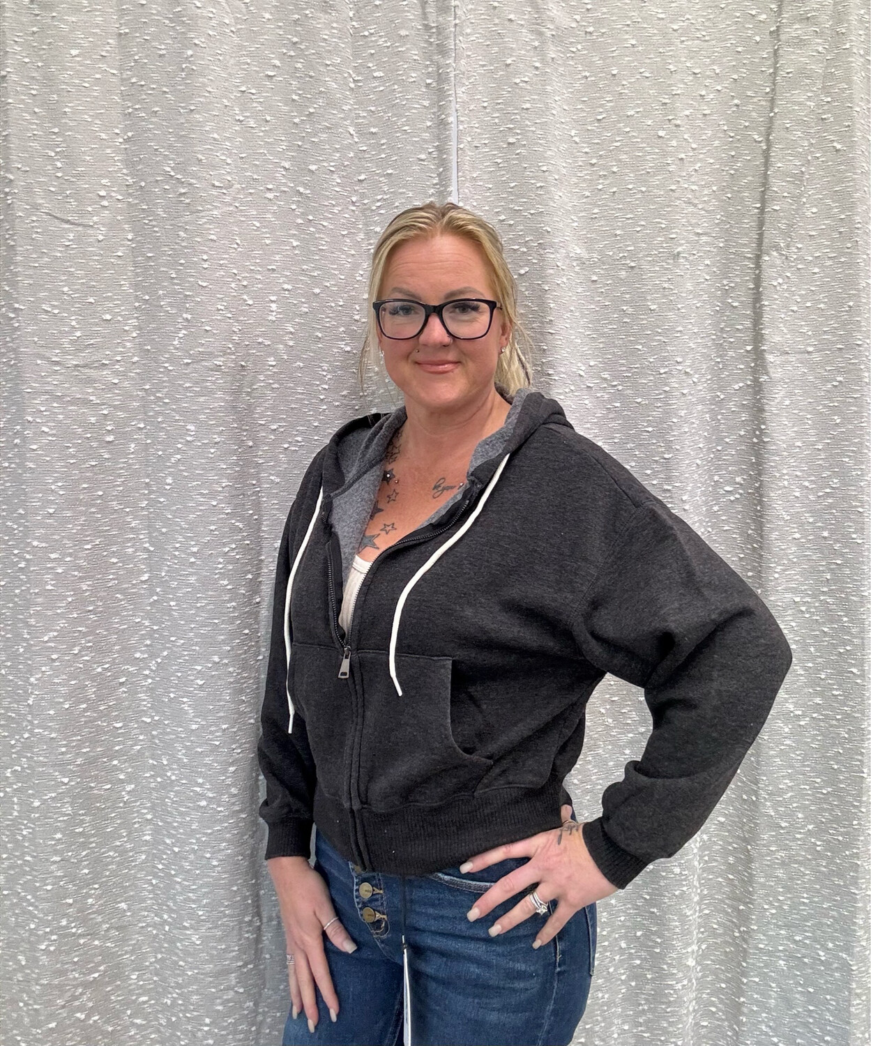 Ash Black Zip Crop Sweatshirt