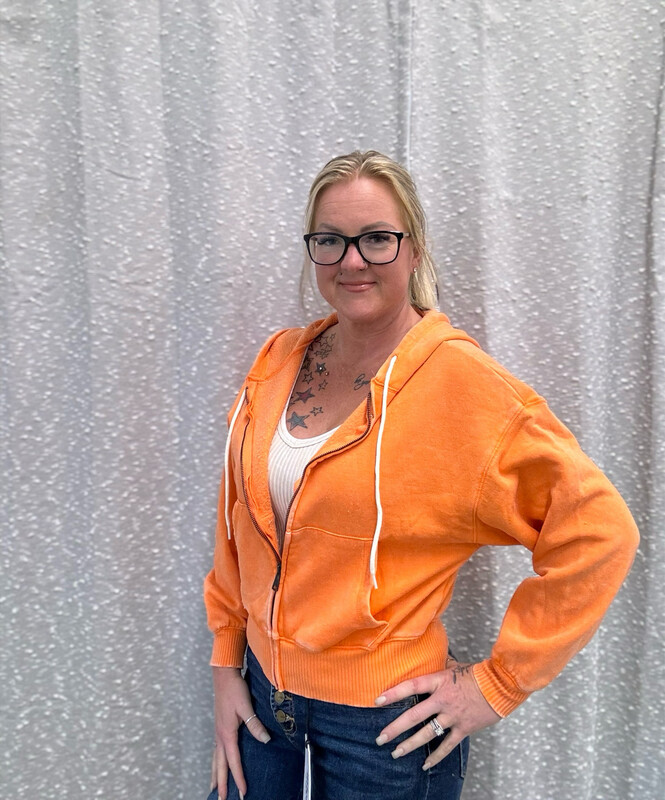 Light Orange Zip Crop Sweatshirt