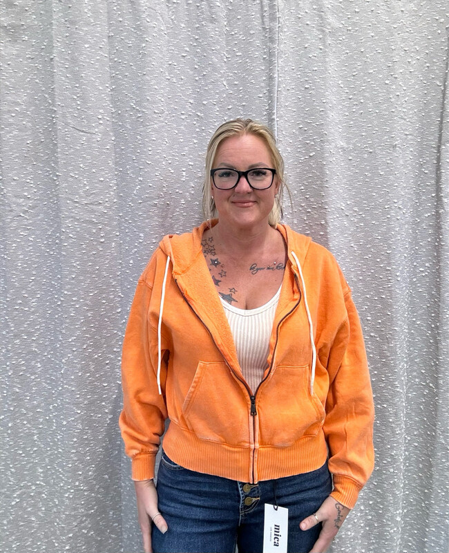 Light Orange Zip Crop Sweatshirt