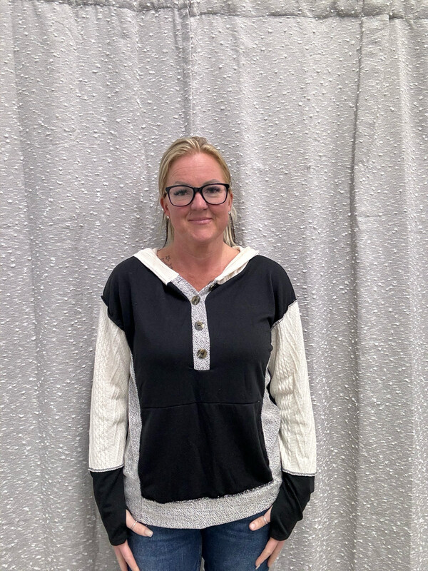 French Terry Knit Black Combo Top