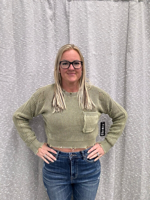 Olive Crop Sweater