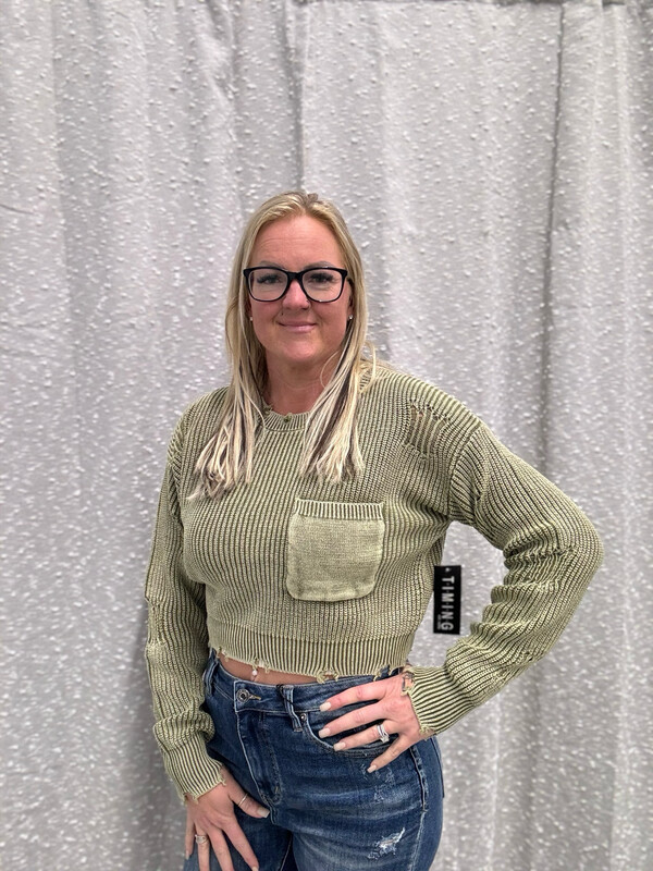 Olive Crop Sweater