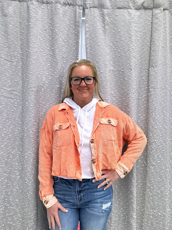 Light Orange Crop Shacket