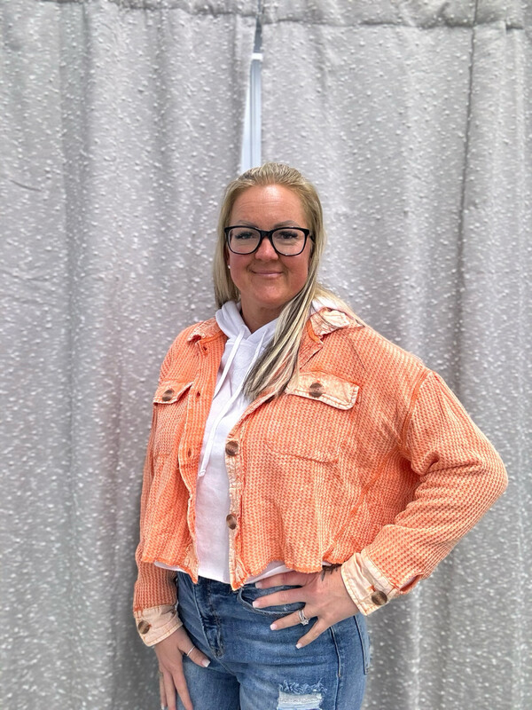Light Orange Crop Shacket