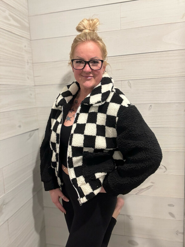 Checkered Teddy Bear Jacket