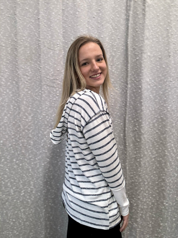Stripe Banded Hoodie Top
