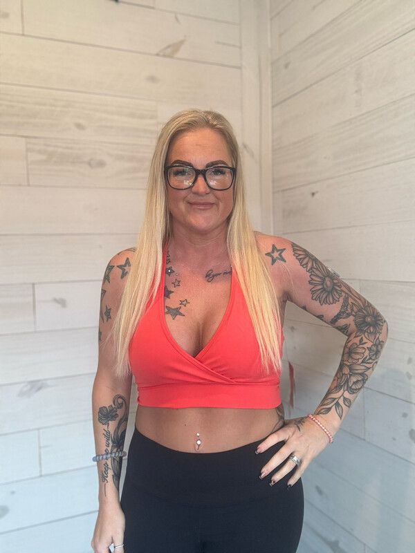 Poppy Red V-Neck Sports Bra