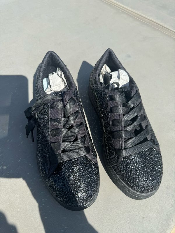 Swift Black Rhinestone Sneakers