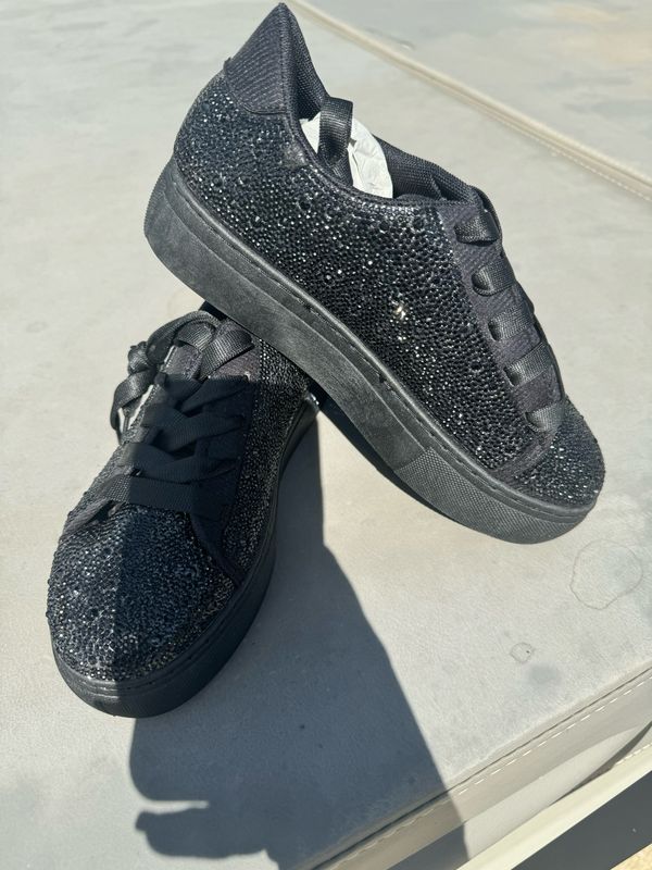 Swift Black Rhinestone Sneakers
