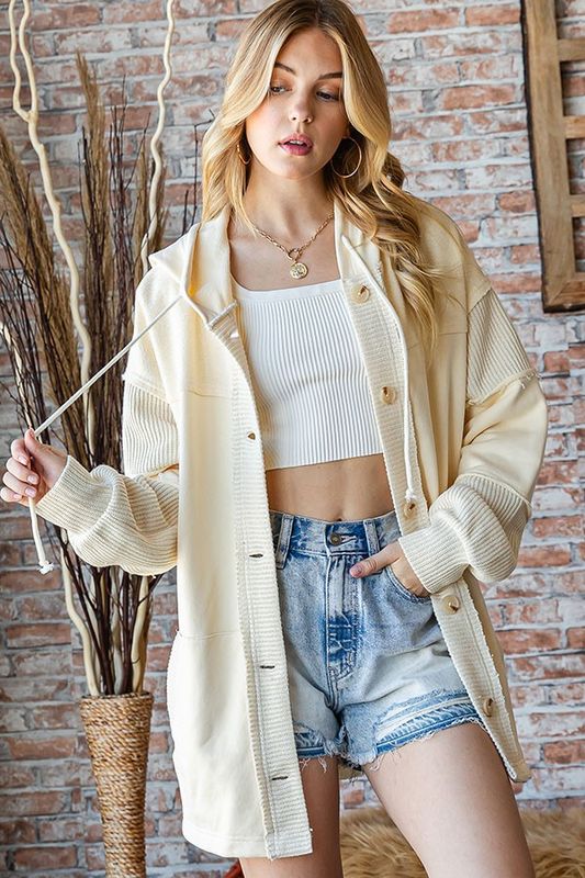 Button Down Hooded Jacket
